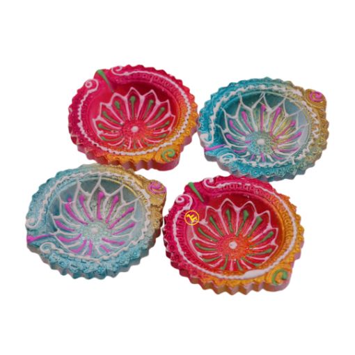 Bild von Premium Diya Coloured & Patterned 4 pcs.